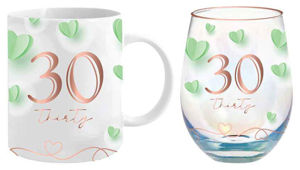 30th Mint Birthday Mug & Stemless Glass Set