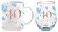 40th Blue Birthday Mug & Stemless Glass Set