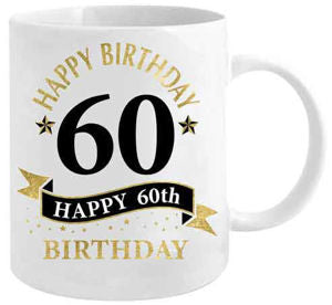 60th Birthday White and Gold Mug