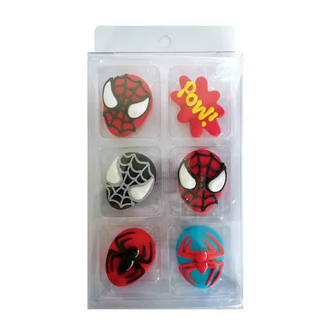 6 Piece Spiderman Sugar Decorations Set