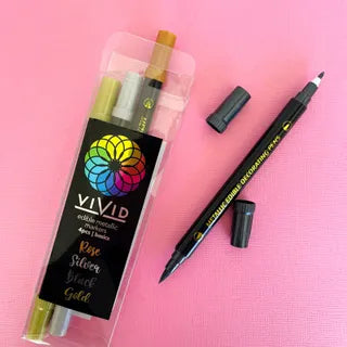 Vivid Edible Metallic Markers 4 Colours