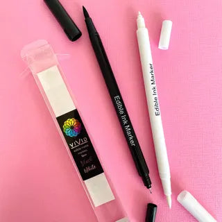 Vivid Edible Matte Markers White & Black 2PK