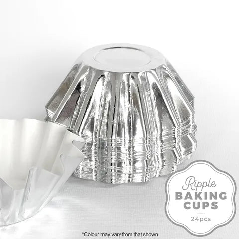 Ripple Baking Cups Silver 24 pcs