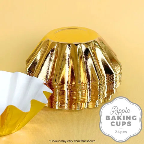 Ripple Baking Cups Gold 24 pcs