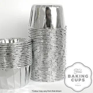 Cake Craft Silver Round Foil Baking Cup 50 Pack