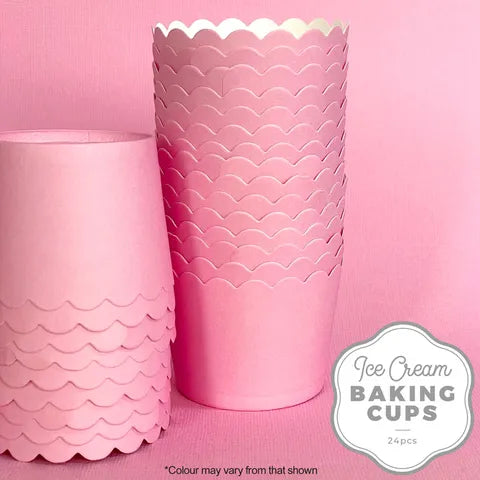 Cake Craft Ice Cream Pastel Pink Baking Cup 24 Pack