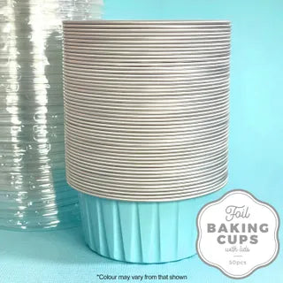 Cake Craft Baby Blue Round Foil Baking Cup 50 Pack