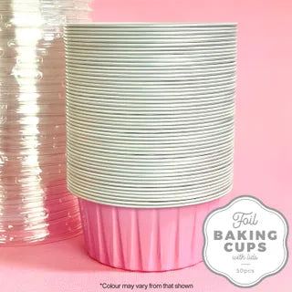 Cake Craft Baby Pink Round Foil Baking Cup 50 Pack