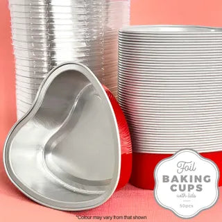 Cake Craft Red Heart Baking Cup With Lid 50 Pack