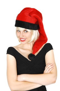 Santa Hat Long Plush Black/Red