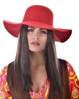 Hippie Wide Brim Hat Red