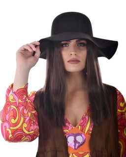 Hippie Wide Brim Hat Hot Black