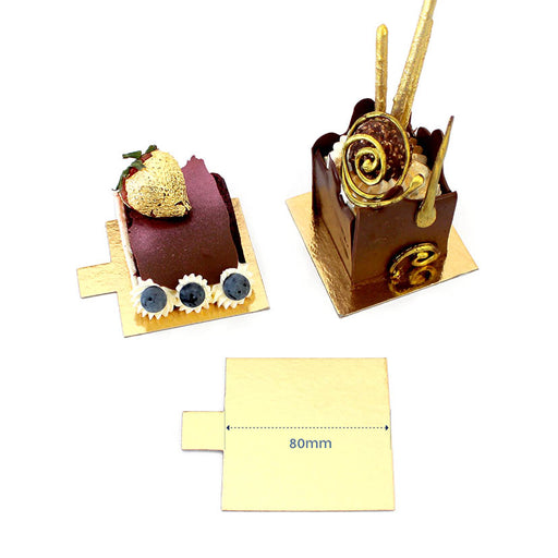 Loyal -Slip Dessert Board 80mm - 1mm Square Gold with Tab Pack of 50