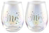 Mr & Mrs Set of 2 Stemless Holographic Glasses 560ml