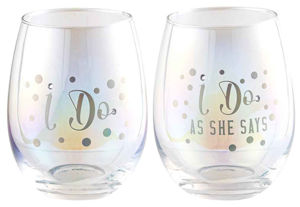 I Do/As She Says Set of 2 Stemless Holographic Glasses 560ml