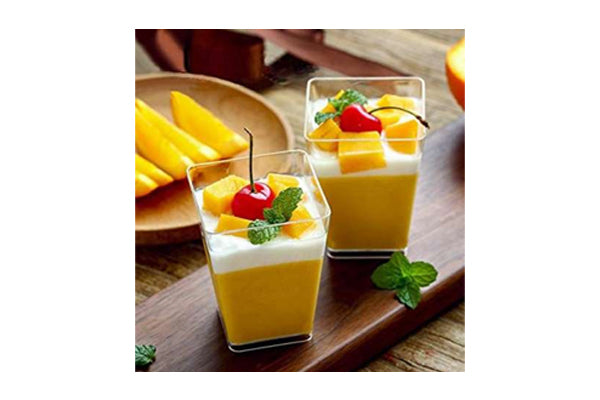 Plastic Dessert Cup Square 150ml 10Pcs