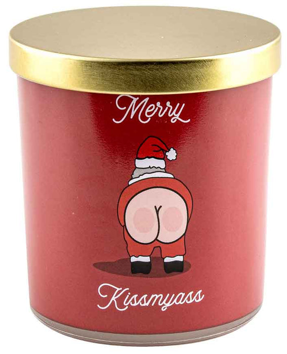 Merry Kissmyass Cheeky Christmas Novelty Cinnamon Scented Candle