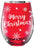 Merry Christmas Electro Plated Stemless Glasses Red