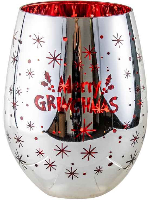 Merry Grinchmas Electro Plated Stemless Glasses Chrome