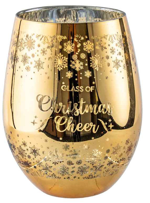 GLASS OF Christmas Cheer Electro Plated Stemless Glasses Gold