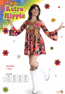 Retro Hippie Chick Costume 10-12