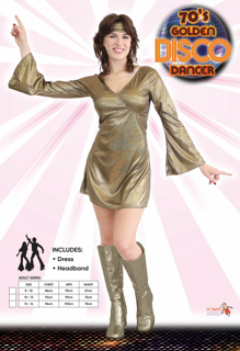 Golden Disco Dancer Costume 10-12