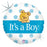 Baby Boy Big Heart Bear Holographic Foil 18-inch Round