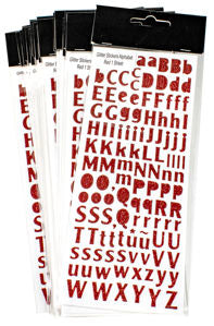 Alphabet Glitter Red Stickers