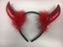 Red Satin Devil Horns W/Fluff