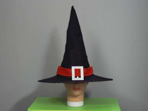 Black Witch Hat Red Band with Buckle