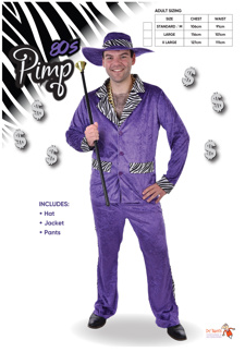 80's Purple Pimp Suit With Zebra Print Large — Red Fox Party Supplies