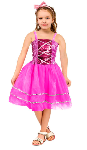 Children Sparkly Princess Dress Hot Pink (Age 4-7)