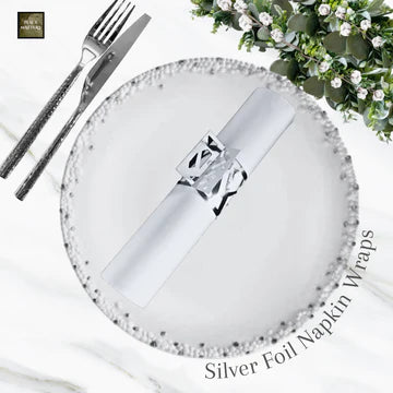 8 PaperNapkin Wraps Pleats Silver