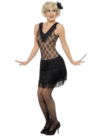 All That Jazz Flapper Costume, Black, with Dress & Hair Piece Small