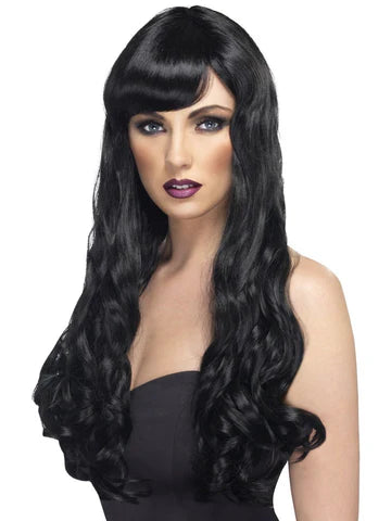 Desire Wig, Black, Long, Curly with Fringe