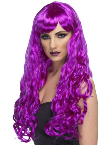 Desire Wig, Purple, Long, Curly with Fringe