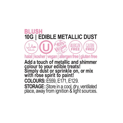 Vivid Blush Edible Metallic Dust 10 Grams