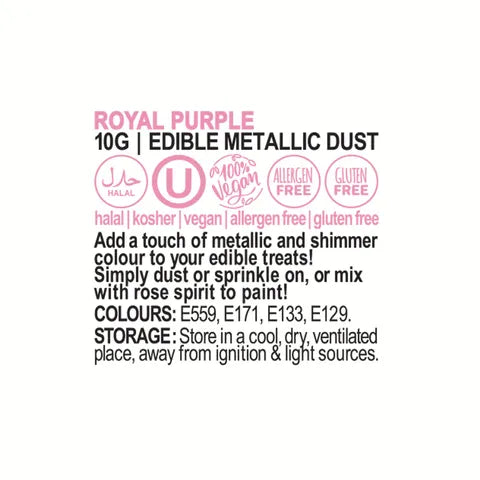 Vivid Royal Purple Edible Metallic Dust 10 Grams