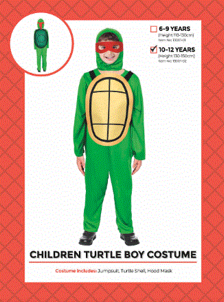 Turtle Boy Childrens Costume - 10-12 Years