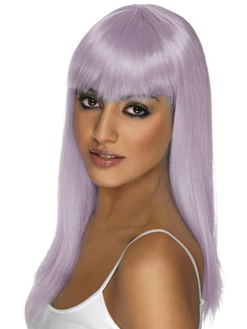 Glamourama Lilac Wig Long, Straight with Fringe