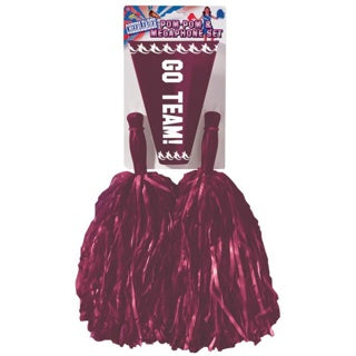 Burgundy Pom Pom & Mega Phone Set