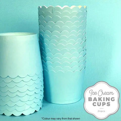 Cake Craft Ice Cream Pastel Blue Baking Cup 24 Pack