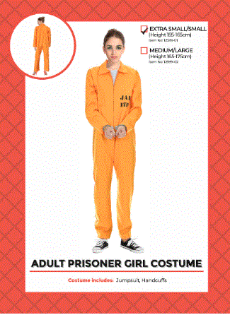 Prisoner Girl Adult Costume - Extra Small/Small