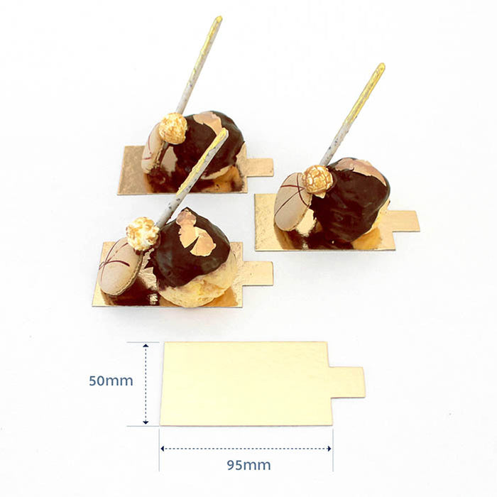 Loyal -Slip Dessert Board Rectangle 95x55mm- 1mm Gold with Tab Pack of 50