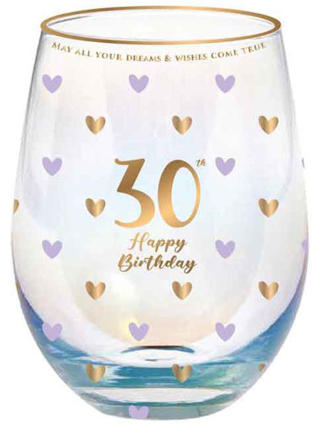 30th Sweet Heart Stemless Glass 600ml