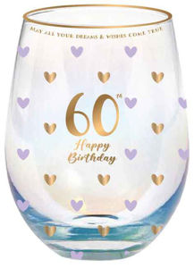 60th Sweet Heart Stemless Glass 600ml