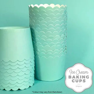 Cake Craft Ice Cream Pastel Teal Baking Cup 24 Pack