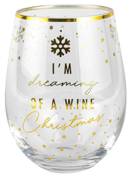 Assorted Gold Christmas Stemless Wine Glasses