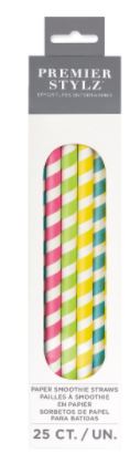 25 Assorted Striped Paper Smoothe Straws