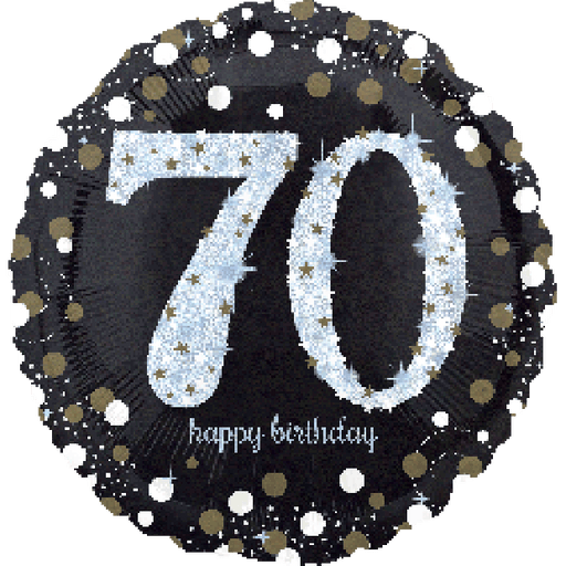 Black & Gold 70th Birthday Foil Balloon 18''